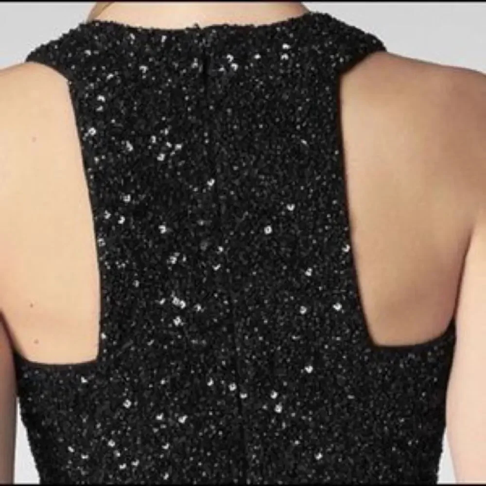 Allsaints Size 6 Black Sequin V-Neck Sleeveless Cazia Dress - Picture 2 of 12